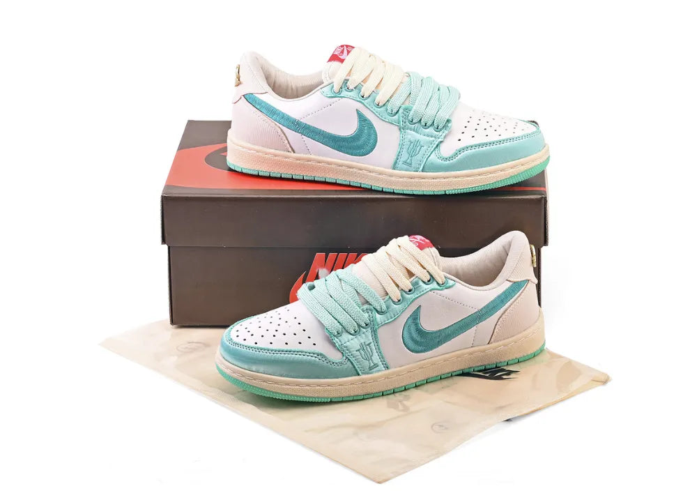 Nike Air Jordan 1 Retro Low OG Trophy Room Away White/Water Green.